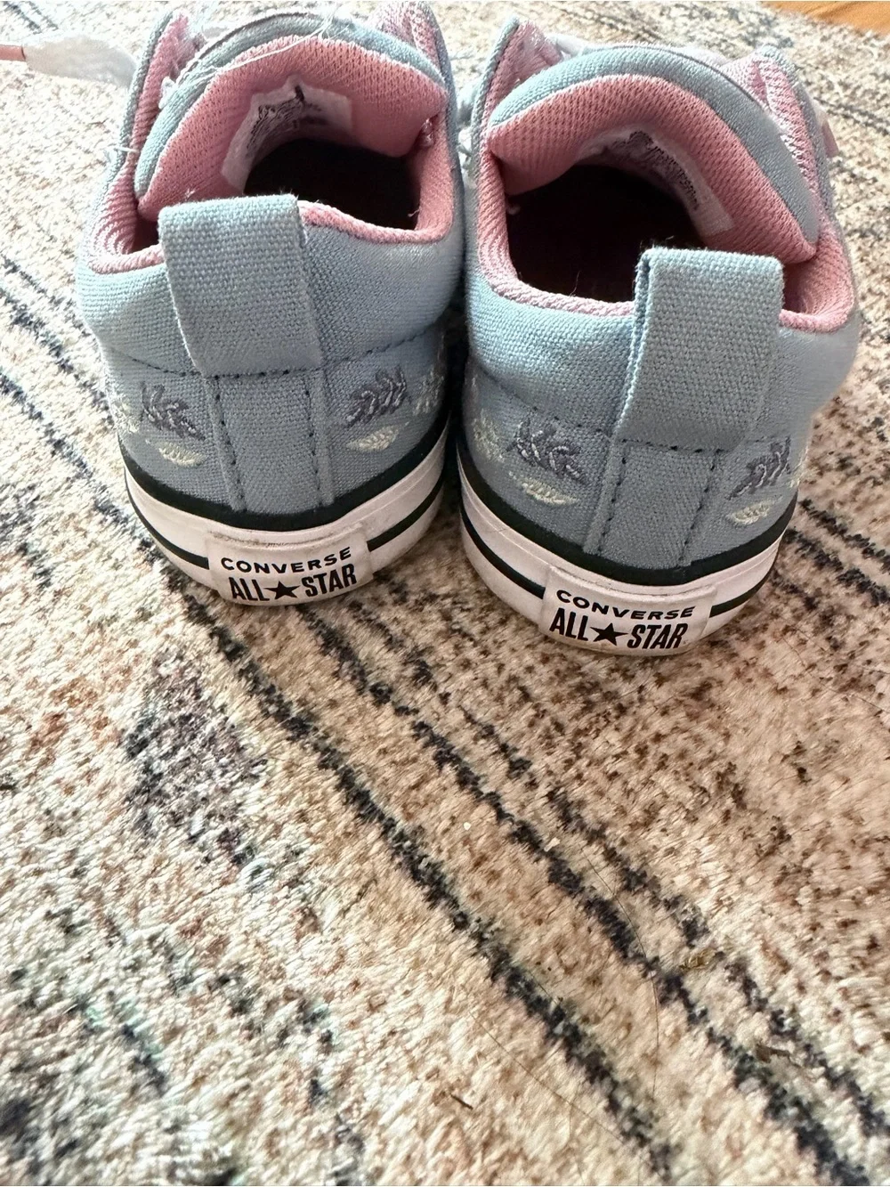 Converse Kids Low Top Sneakers - Light Blue with Pink Accents